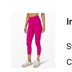 Lululemon Invigorate High-Rise Crop 23” | color: ripened raspberry | size: 10